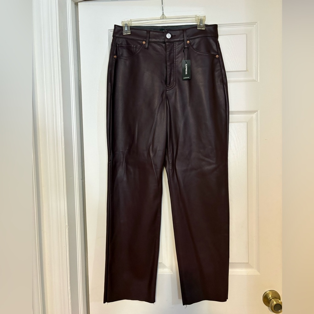 Express Dark plum Straight Leg faux leather jeans